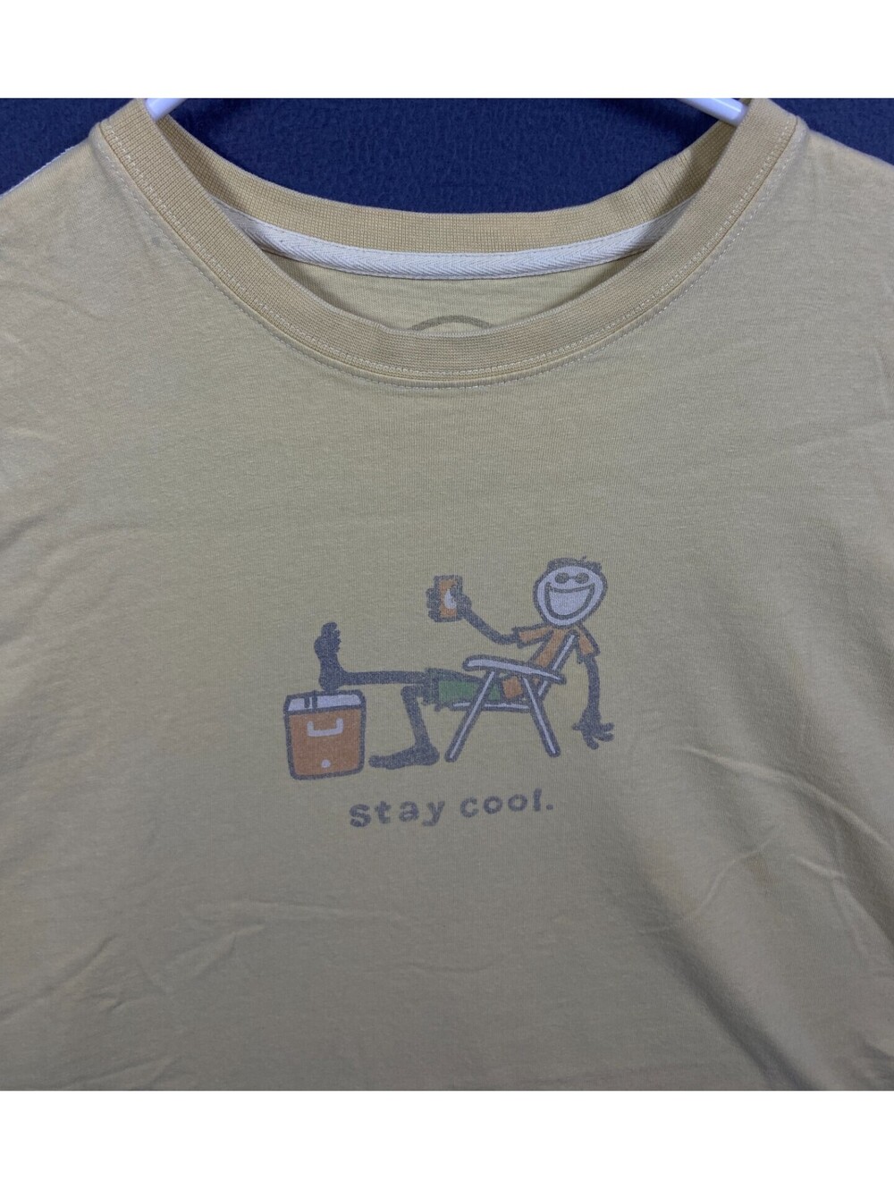 Life is Good Adult Medium Yellow Graphic Tshirt 2Sided STAY COOL Summer Vacation